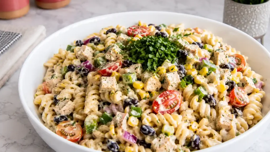Southwest Pasta Salad with Chipotle Ranch Dressing: Easy Cold Dinner Ideas for Hot Days