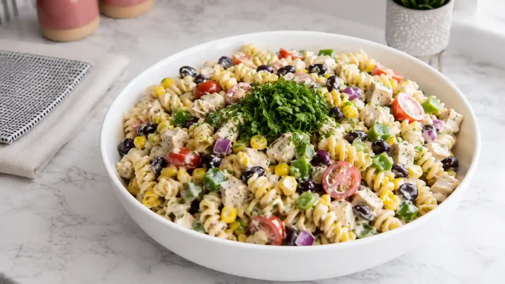 Southwest Pasta Salad with Chipotle Ranch Dressing: Easy Cold Dinner Ideas for Hot Days