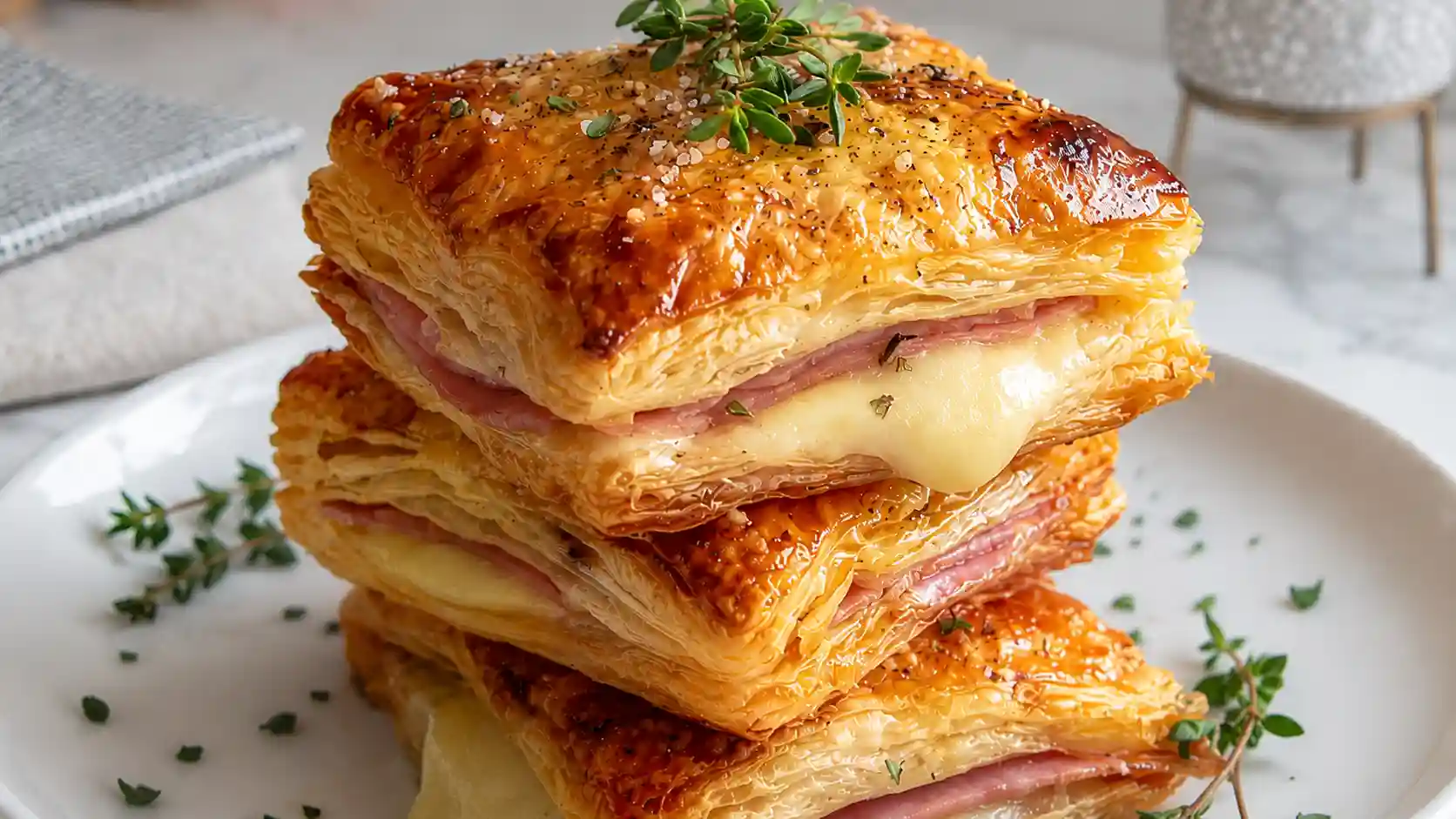 Crispy Ham & Cheese Puff Pastry Stacks: Easy Appetizers for Any Occasion