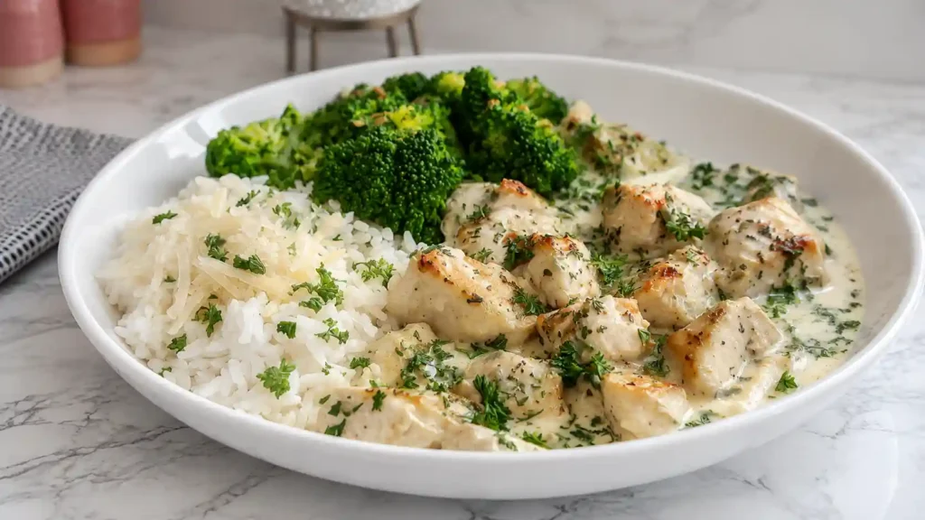 Creamy Garlic Chicken Rice Bowls - Easy Dinner No Pasta Recipe