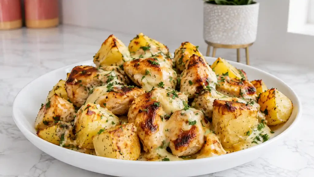 Garlic Parmesan Chicken and Potatoes - Easy One-Pan Weeknight Dinner