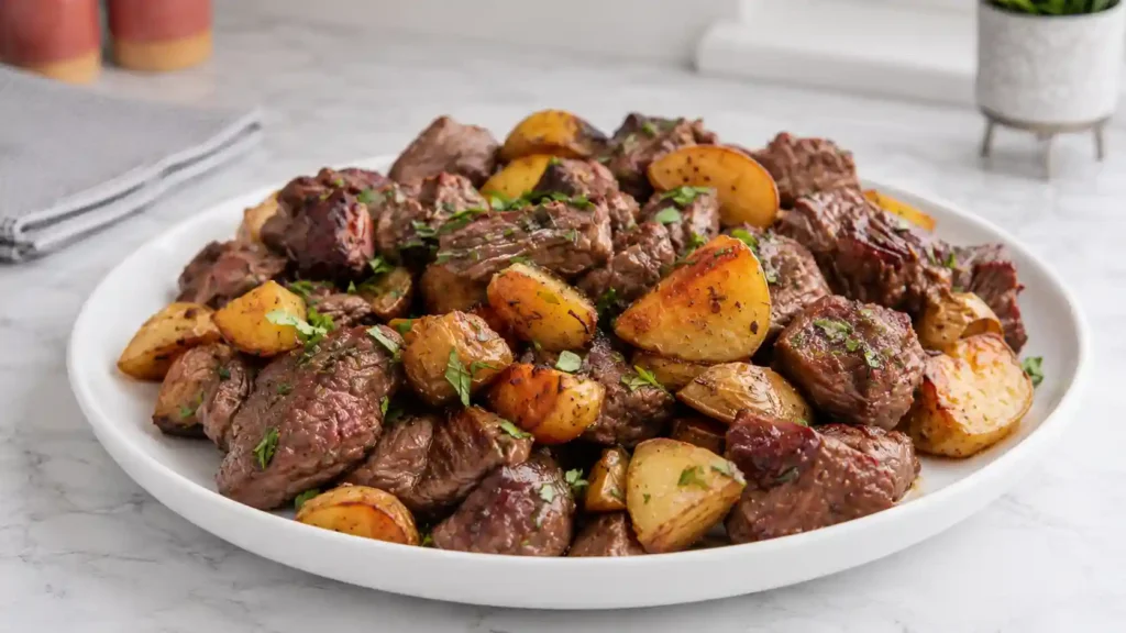 Garlic Butter Steak Bites and Potatoes: A Healthy Steak and Potato Skillet Meal