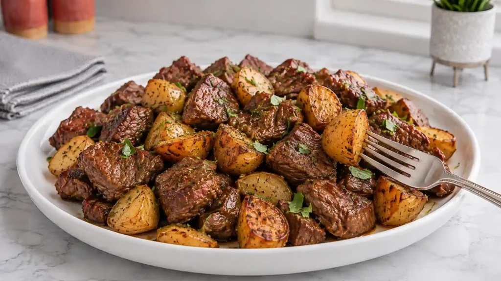 Garlic Butter Steak Bites and Potatoes: A Healthy Steak and Potato Skillet Meal