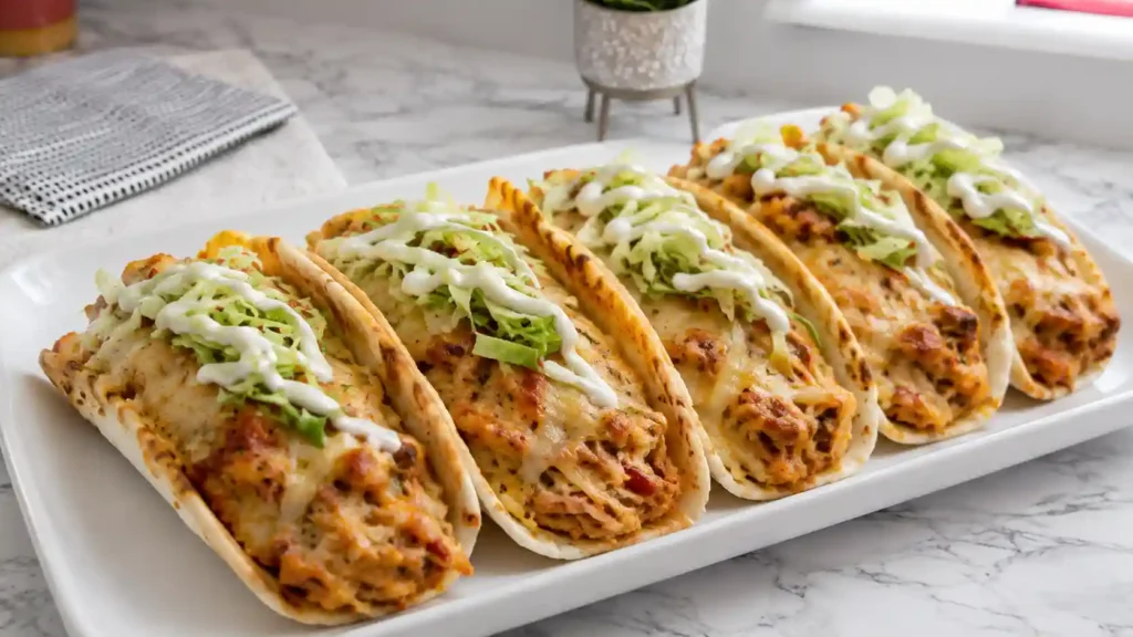 Cheesy Oven-Crispy Chicken Bacon Ranch Tacos for Easy Summer Dinner Ideas