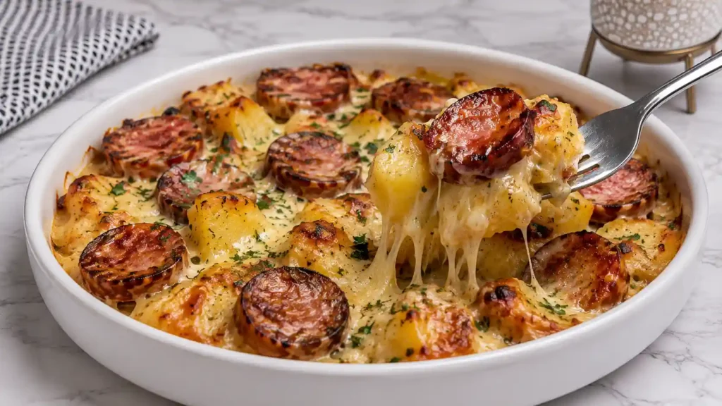 Kielbasa Sausage Cheesy Potato Casserole - The Ultimate Comfort Food Dinner