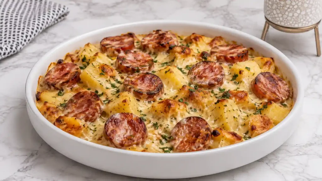 Kielbasa Sausage Cheesy Potato Casserole - The Ultimate Comfort Food Dinner