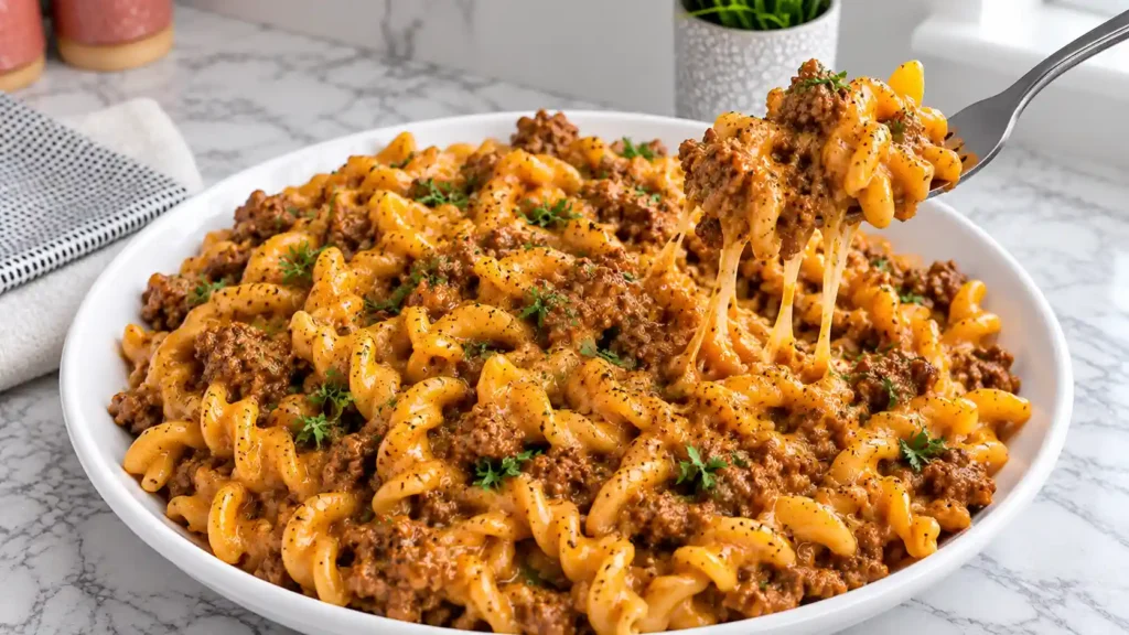 One Pot Vegan Hamburger Helper (Cheeseburger Pasta) - Easy Comfort Food